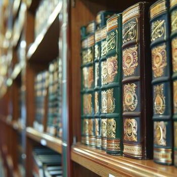 ai-generated-islamic-library-holy-quran-books-arranged-photo